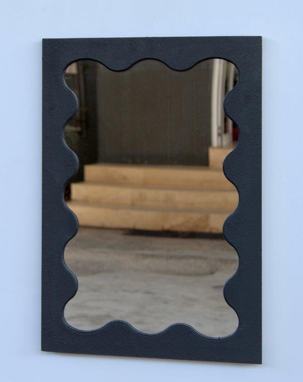 BLACK SCALLOP MIRROR 65 x 44cm
